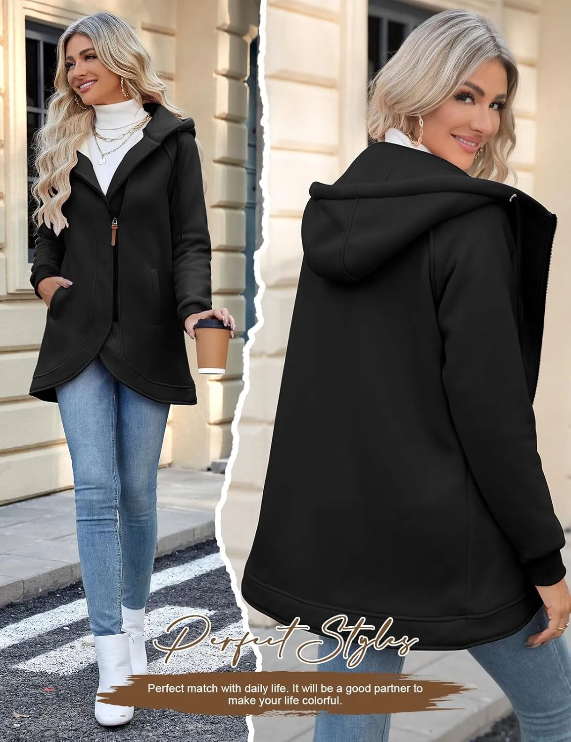 Fleece Jacket Women Hoodies Zip Up Sherpa Fleece Thermal Jackets Full Zip Warm Jackets for Womens Winter Coats