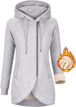 Fleece Jacket Women Hoodies Zip Up Sherpa Fleece Thermal Jackets Full Zip Warm Jackets for Womens Winter Coats