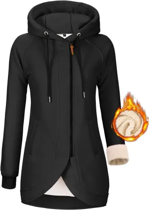 Fleece Jacket Women Hoodies Zip Up Sherpa Fleece Thermal Jackets Full Zip Warm Jackets for Womens Winter Coats