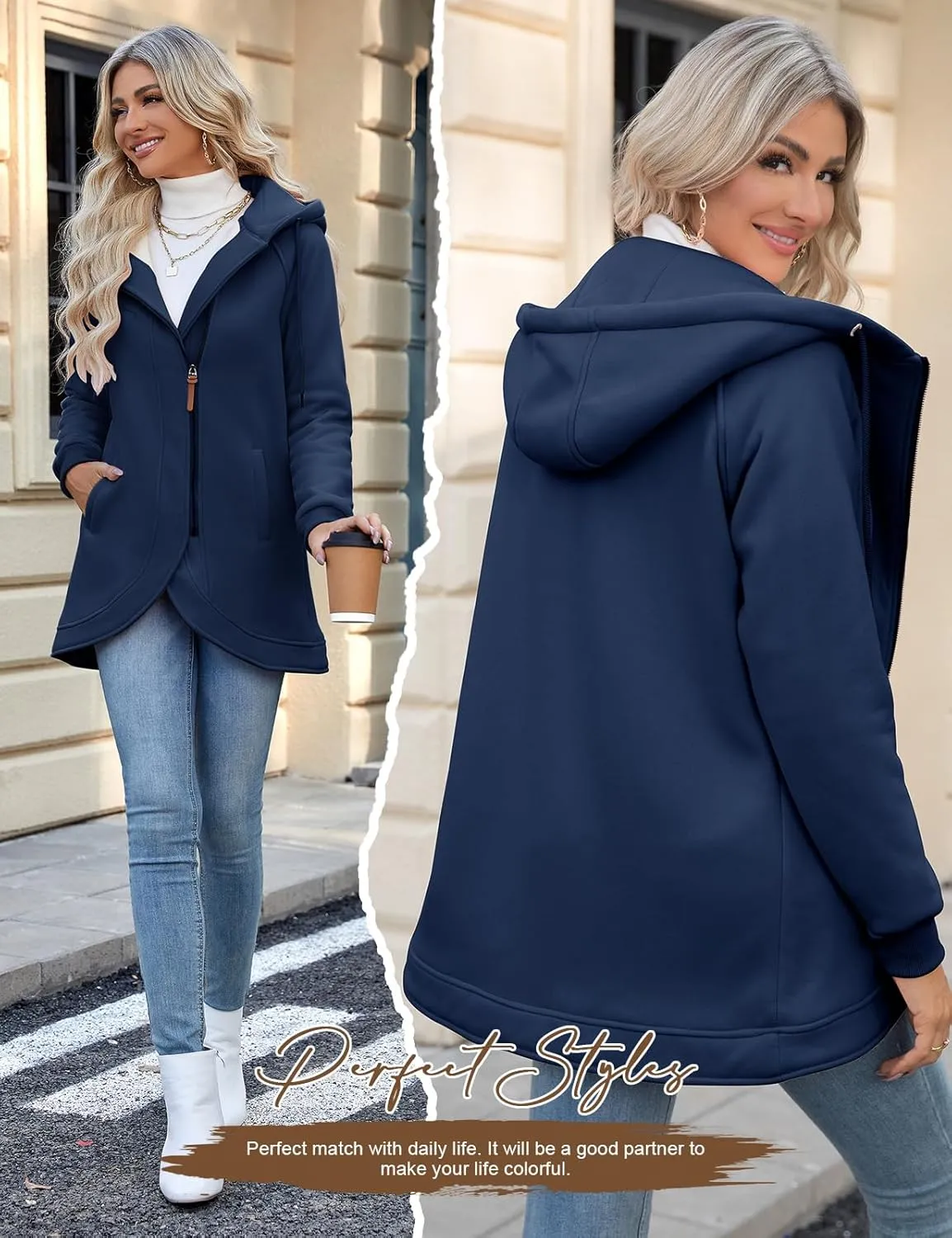 Fleece Jacket Women Hoodies Zip Up Sherpa Fleece Thermal Jackets Full Zip Warm Jackets for Womens Winter Coats