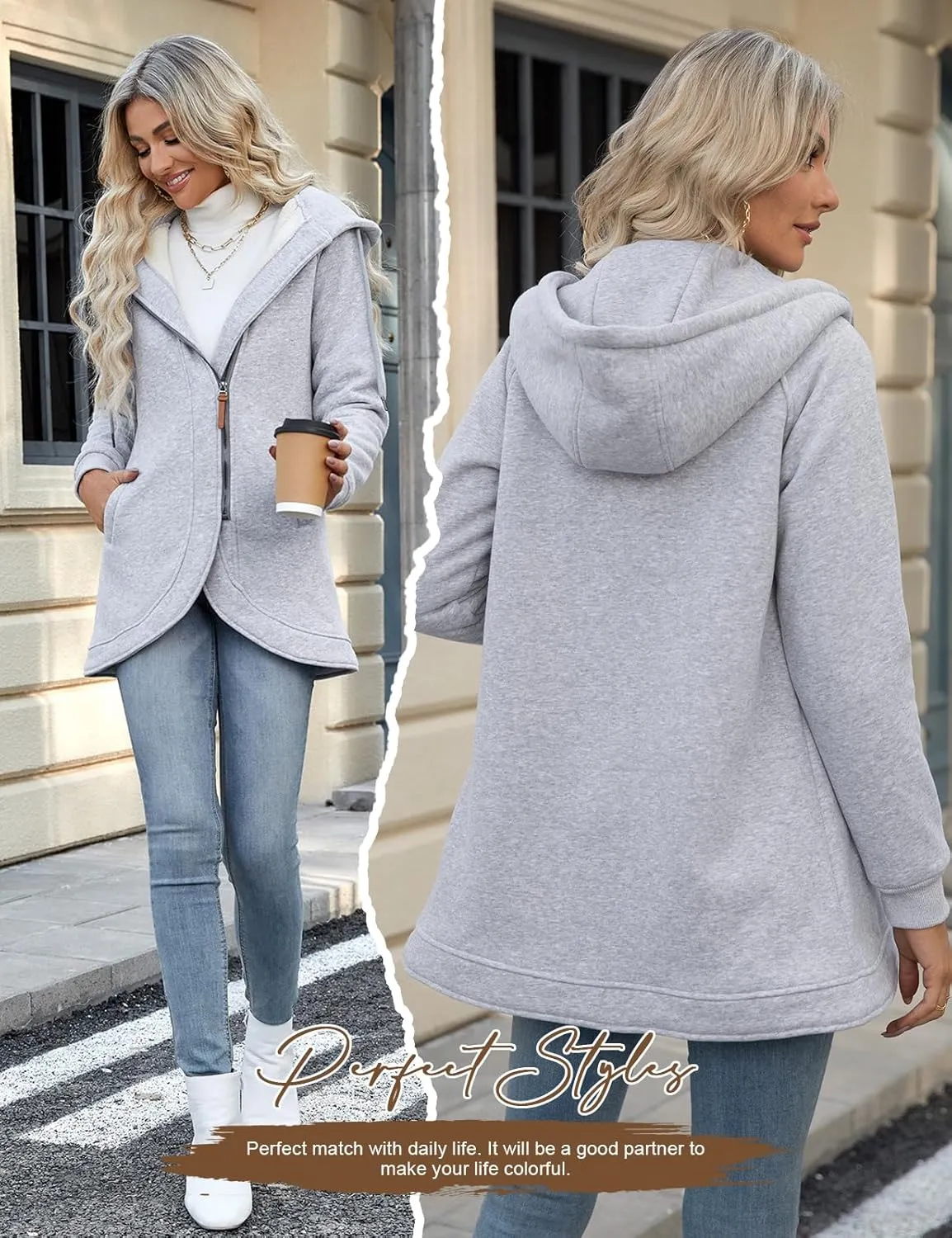 Fleece Jacket Women Hoodies Zip Up Sherpa Fleece Thermal Jackets Full Zip Warm Jackets for Womens Winter Coats