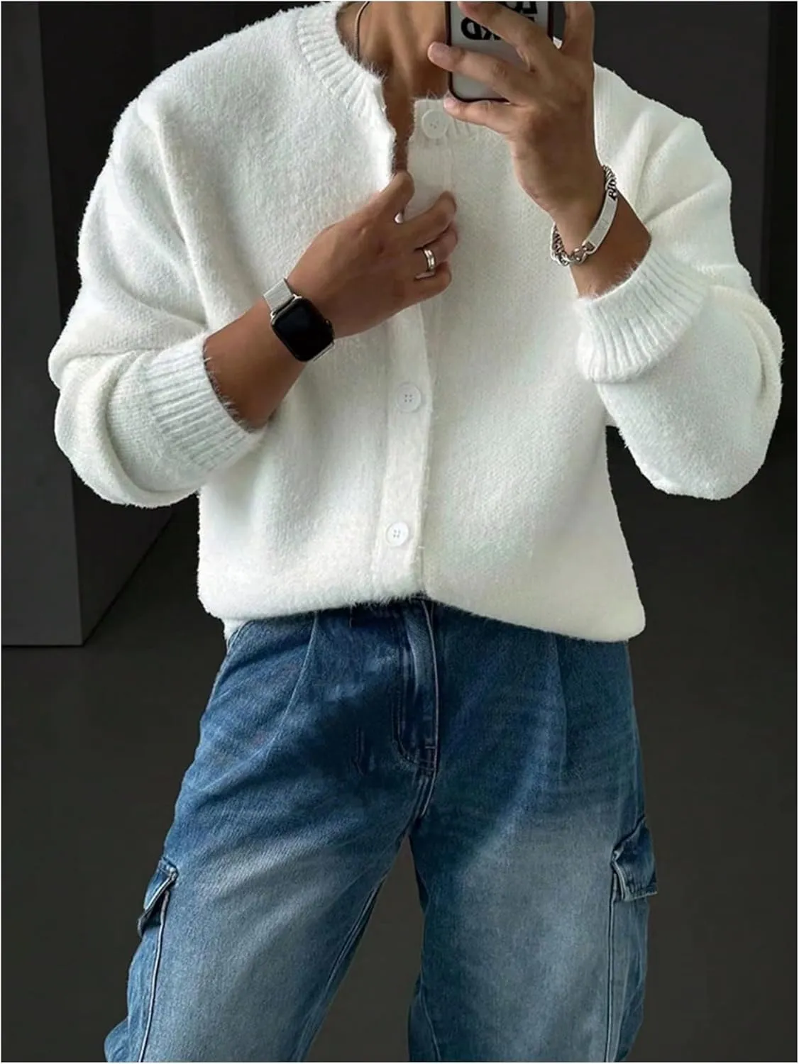 Floerns Men's Button Front Cardigan Sweater Long Sleeve Winter Knitted Sweaters
