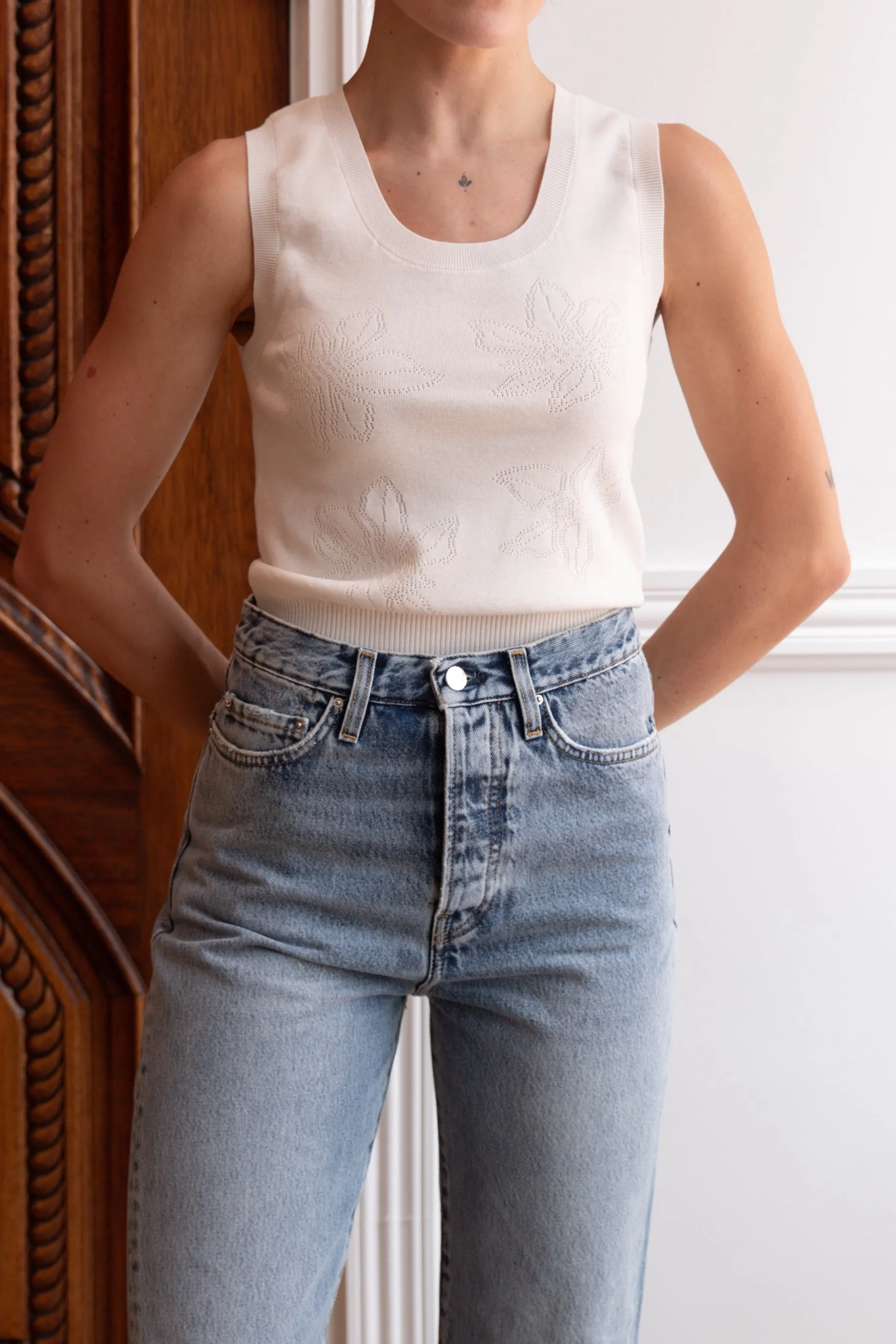 Flower Pointelle Tank Top