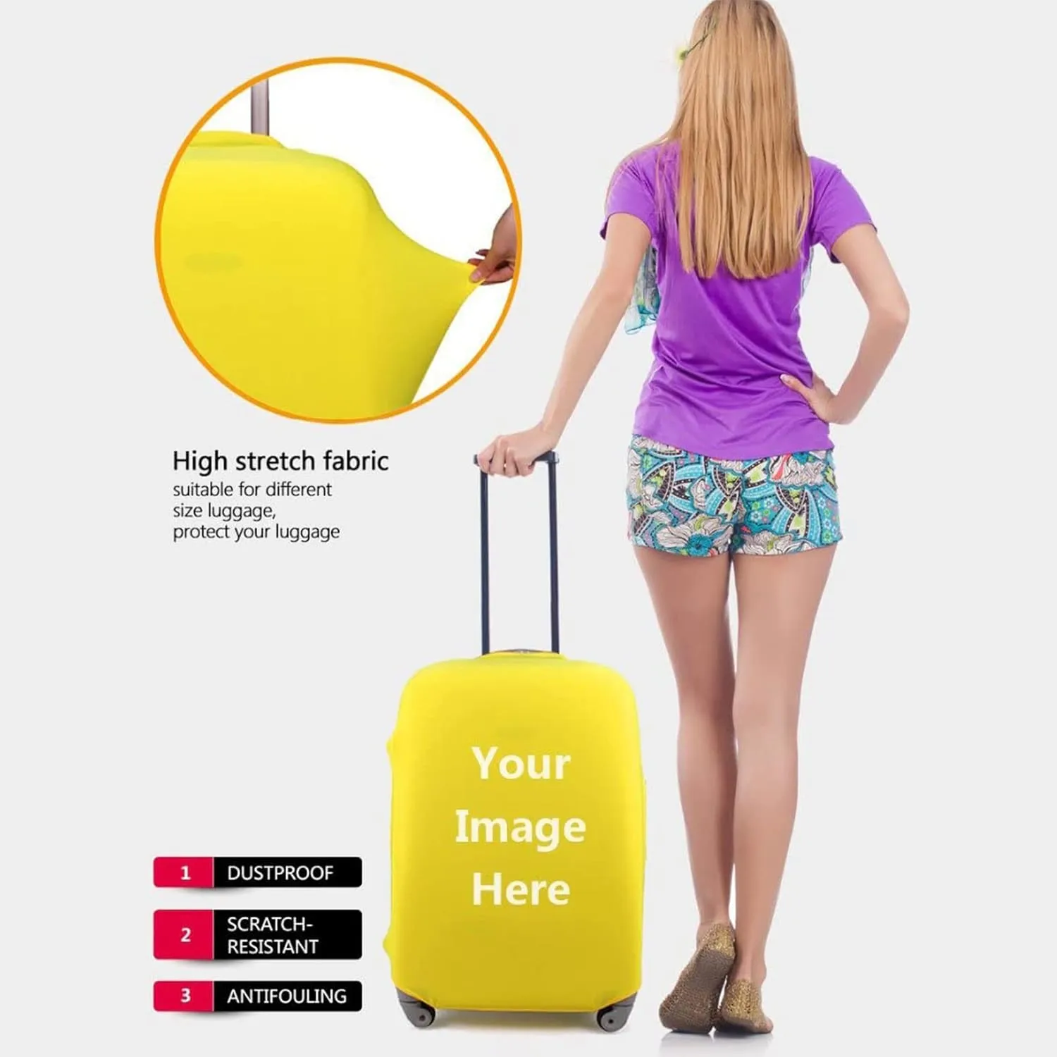 Forchrinse Fire Volleyball Print Luggage Cover Suitcase Cover Protector Elastic Fit for (30-32luggage)