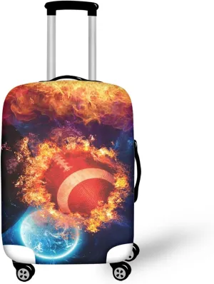Forchrinse Fire Volleyball Print Luggage Cover Suitcase Cover Protector Elastic Fit for (30-32luggage)