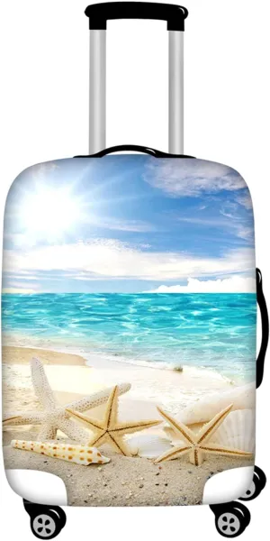 Forchrinse Starfish Shell on Beach Ocean Print Luggage Cover Suitcase Cover Protector Elastic Fit for (22-24luggage)