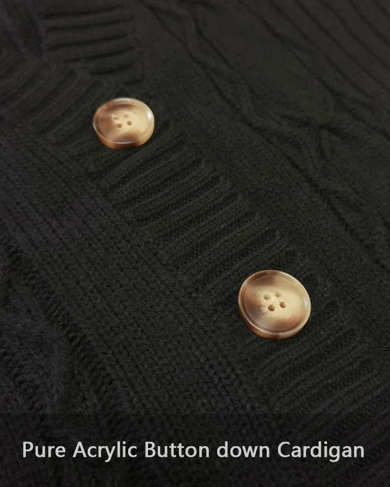 Fuinloth Women's Cardigan Sweater, Oversized Chunky Knit Button Closure with Pockets