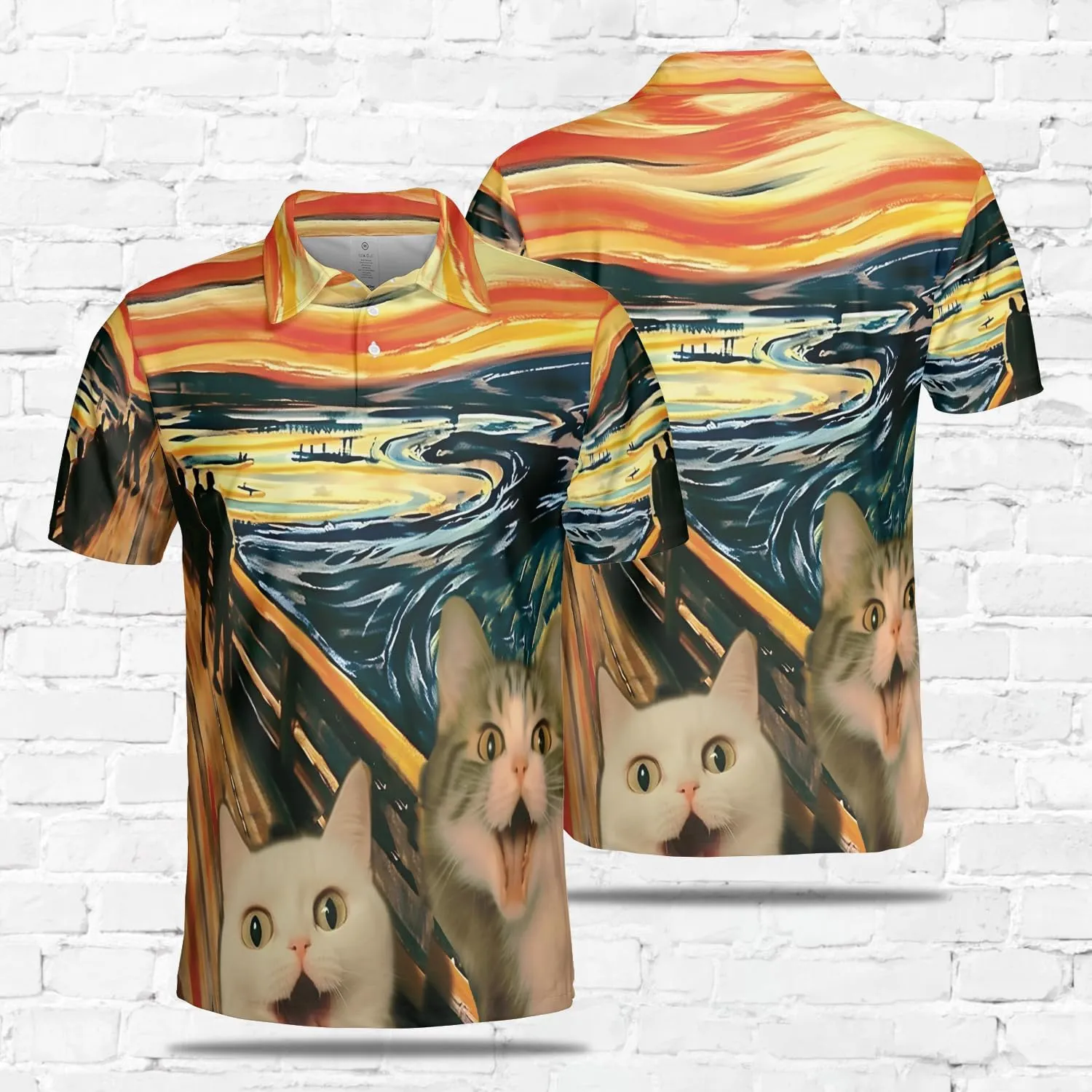 Funny Cat Polo Shirts for Men - Galaxy Cat Mens Quick Dry Short Sleeve Polo Shirts Series 28