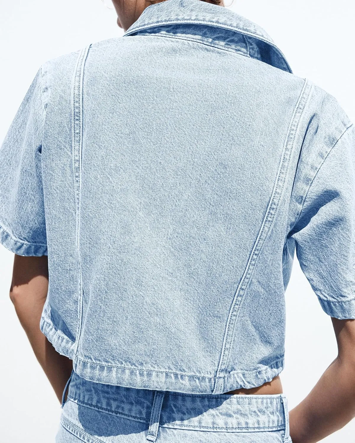 Gacaky Women's Cropped Denim Jackets Fashion Short Sleeve Lapel Button Down Trucker Jean Jackets Coats 2025 Outfits Clothes