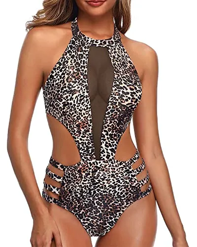 Glamorous Backless Cutout Monokini Swimwear For Women-Leopard