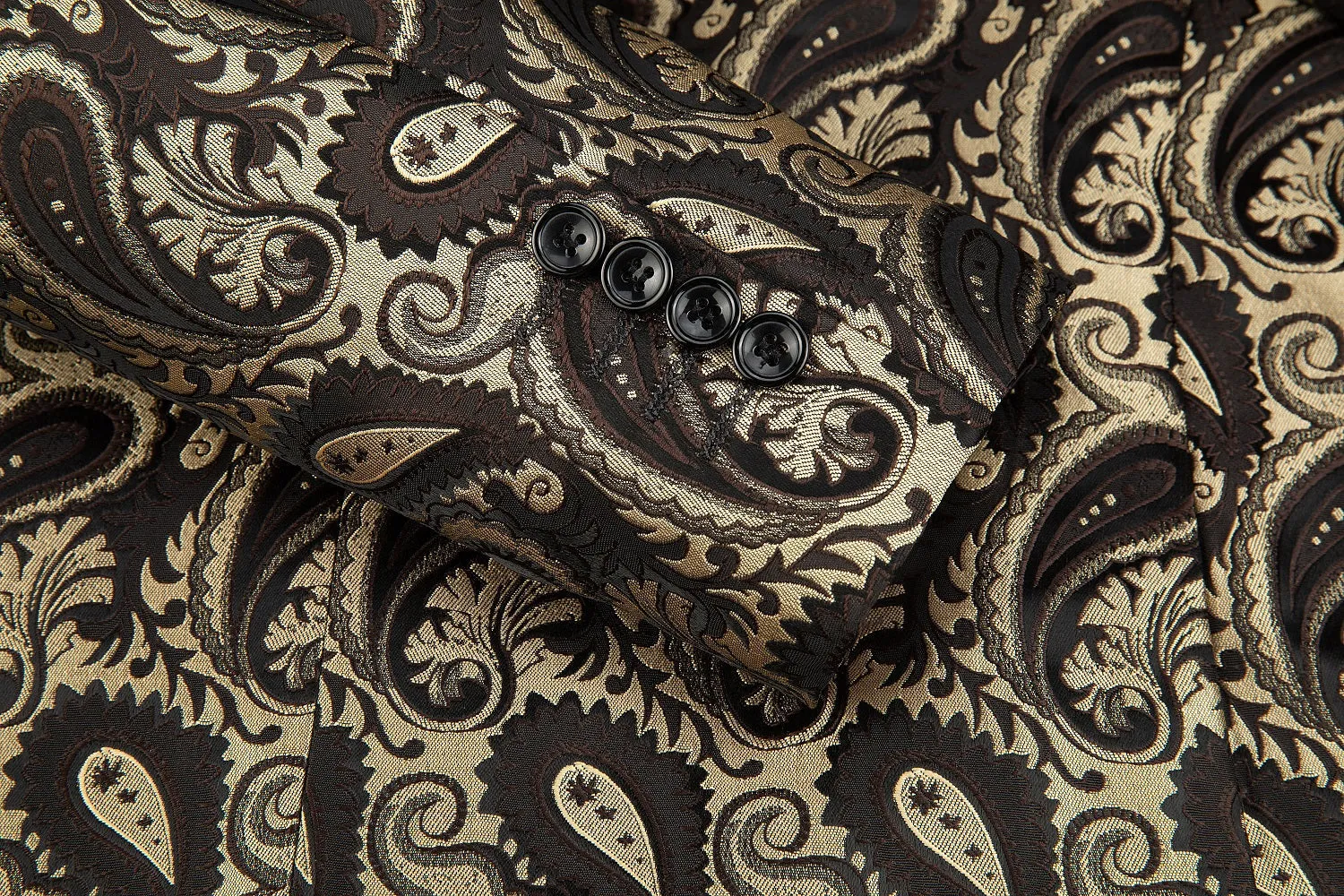 Golden Unique Patterned Men's Blazer for Party, Wedding and Business