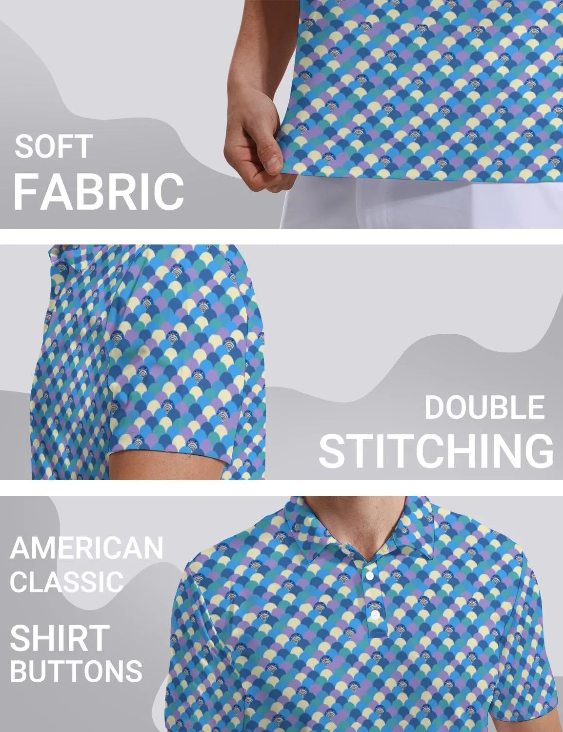 Golf Polo Shirts for Men Moisture Wicking Quick Dry Mens Golf Shirts 4-Way Stretch Funny Polo Short Sleeve