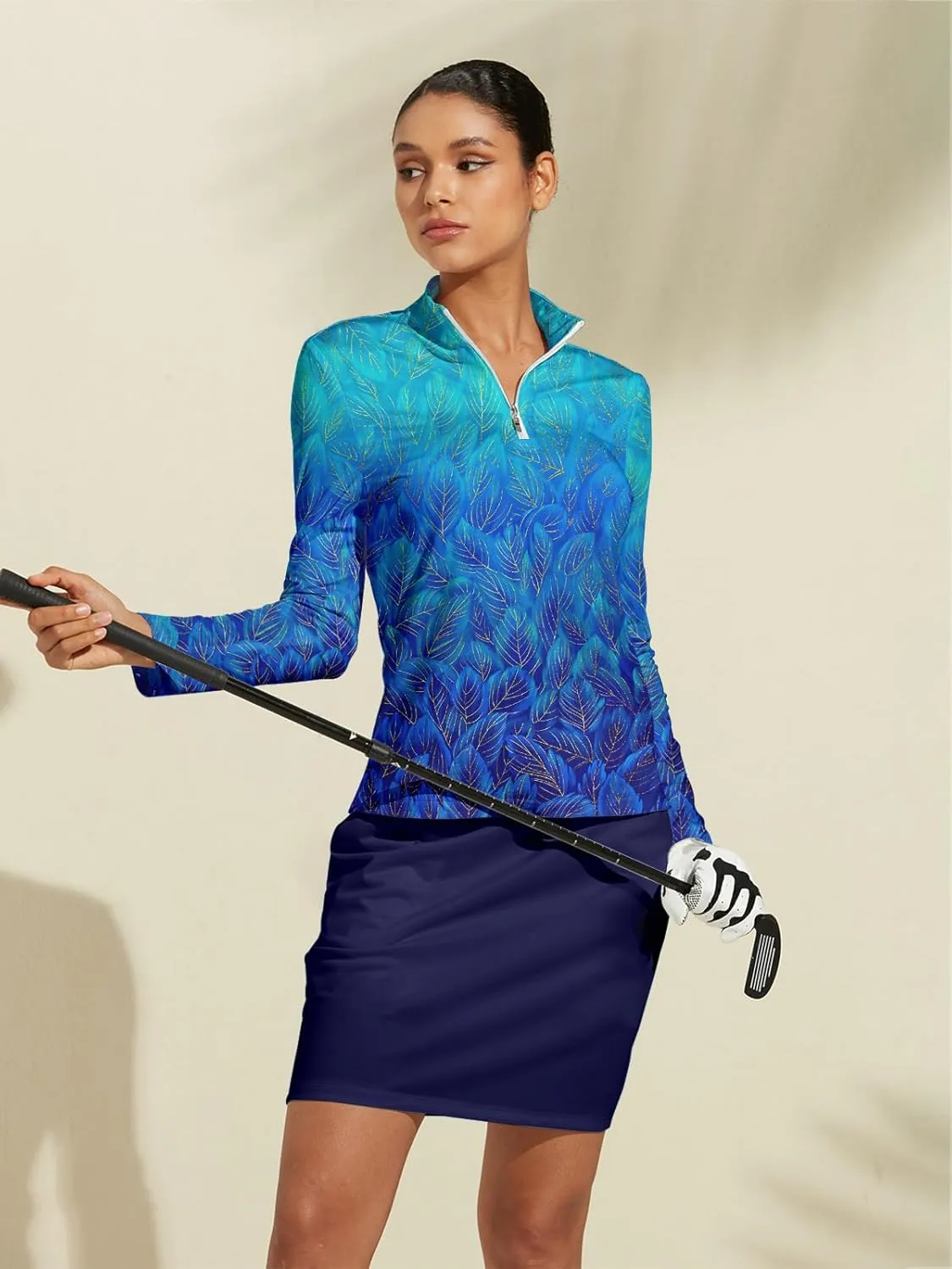 Golf Shirts for Woman UPF 50  Sun Protection Quick Dry Lightweight Long Sleeve Polo Shirts for Woman Rash Guard
