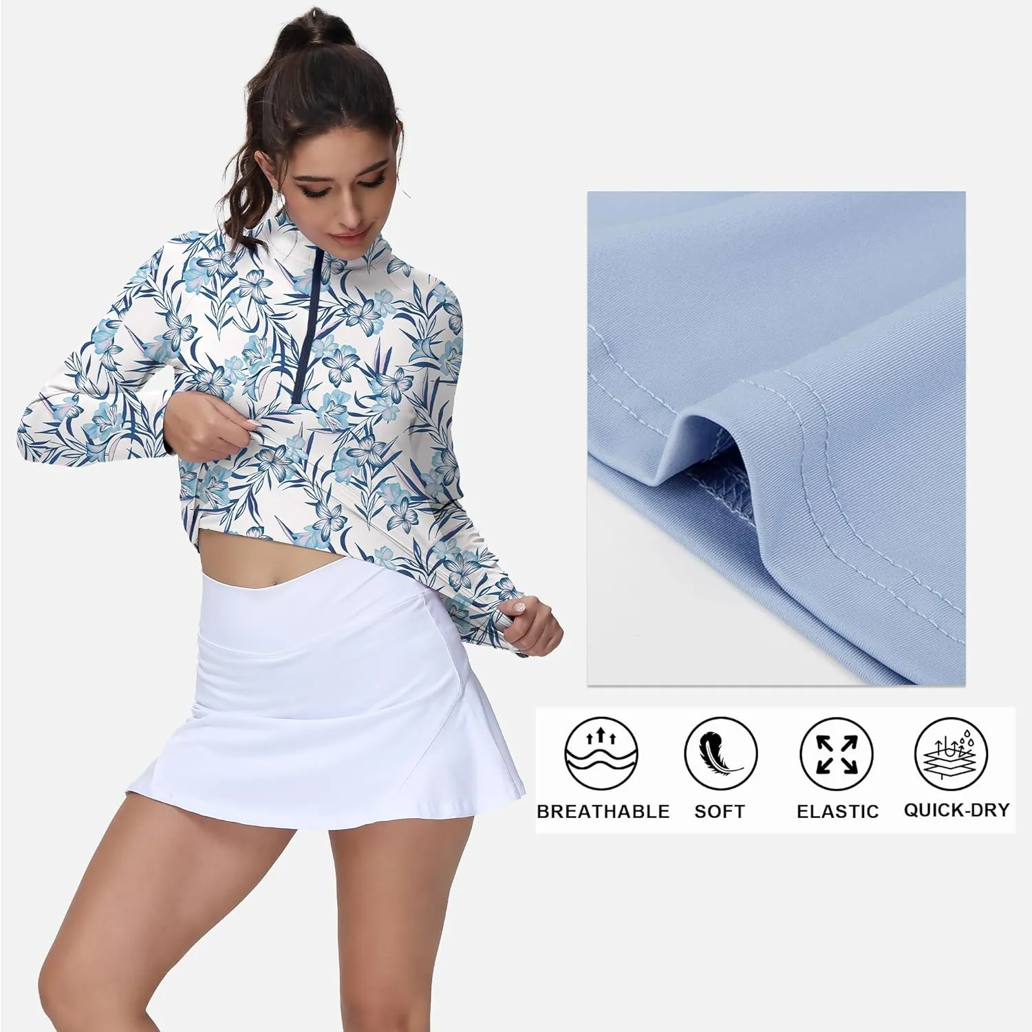 Golf Shirts for Woman UPF 50  Sun Protection Quick Dry Lightweight Long Sleeve Polo Shirts for Woman Rash Guard