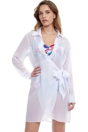 Gottex Tutti Frutti Tie Blouse Coverup - White - FINAL SALE