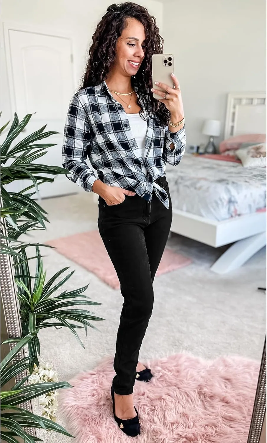 GRAPENT Fleece Lined Leggings Womens Skinny Jeans High Waisted Thermal Jeggings Winter Stretch Denim Pants Warm