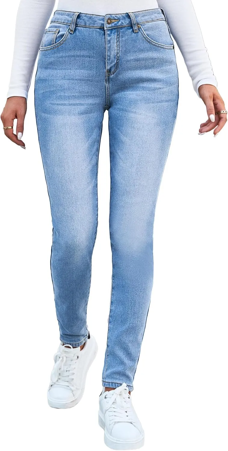 GRAPENT Fleece Lined Leggings Womens Skinny Jeans High Waisted Thermal Jeggings Winter Stretch Denim Pants Warm