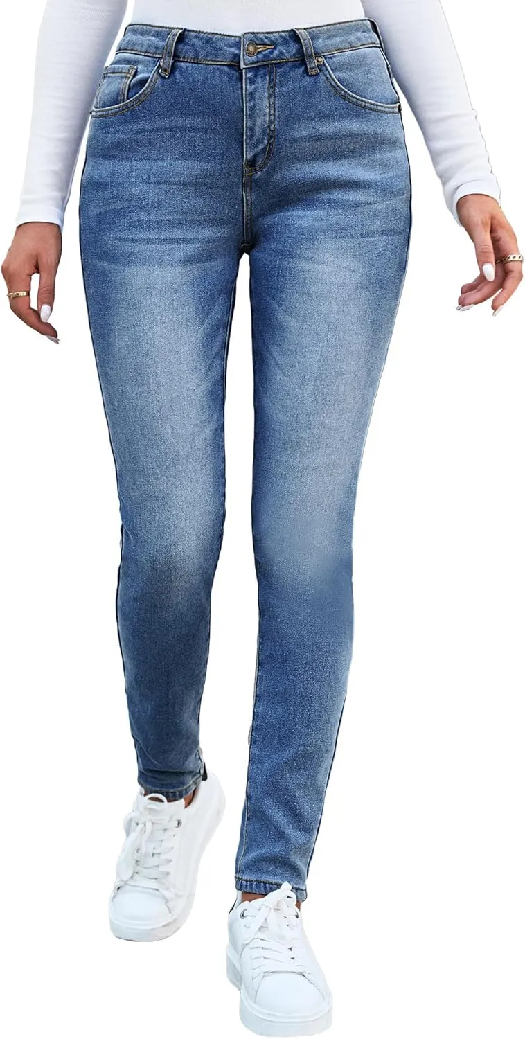 GRAPENT Fleece Lined Leggings Womens Skinny Jeans High Waisted Thermal Jeggings Winter Stretch Denim Pants Warm