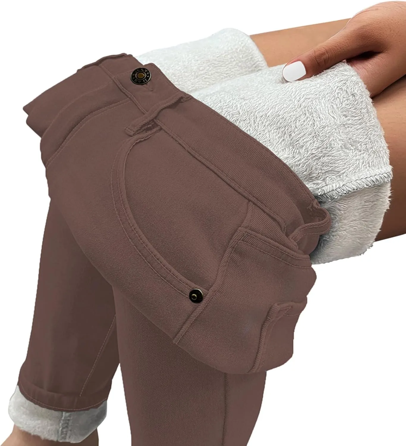 GRAPENT Fleece Lined Leggings Womens Skinny Jeans High Waisted Thermal Jeggings Winter Stretch Denim Pants Warm