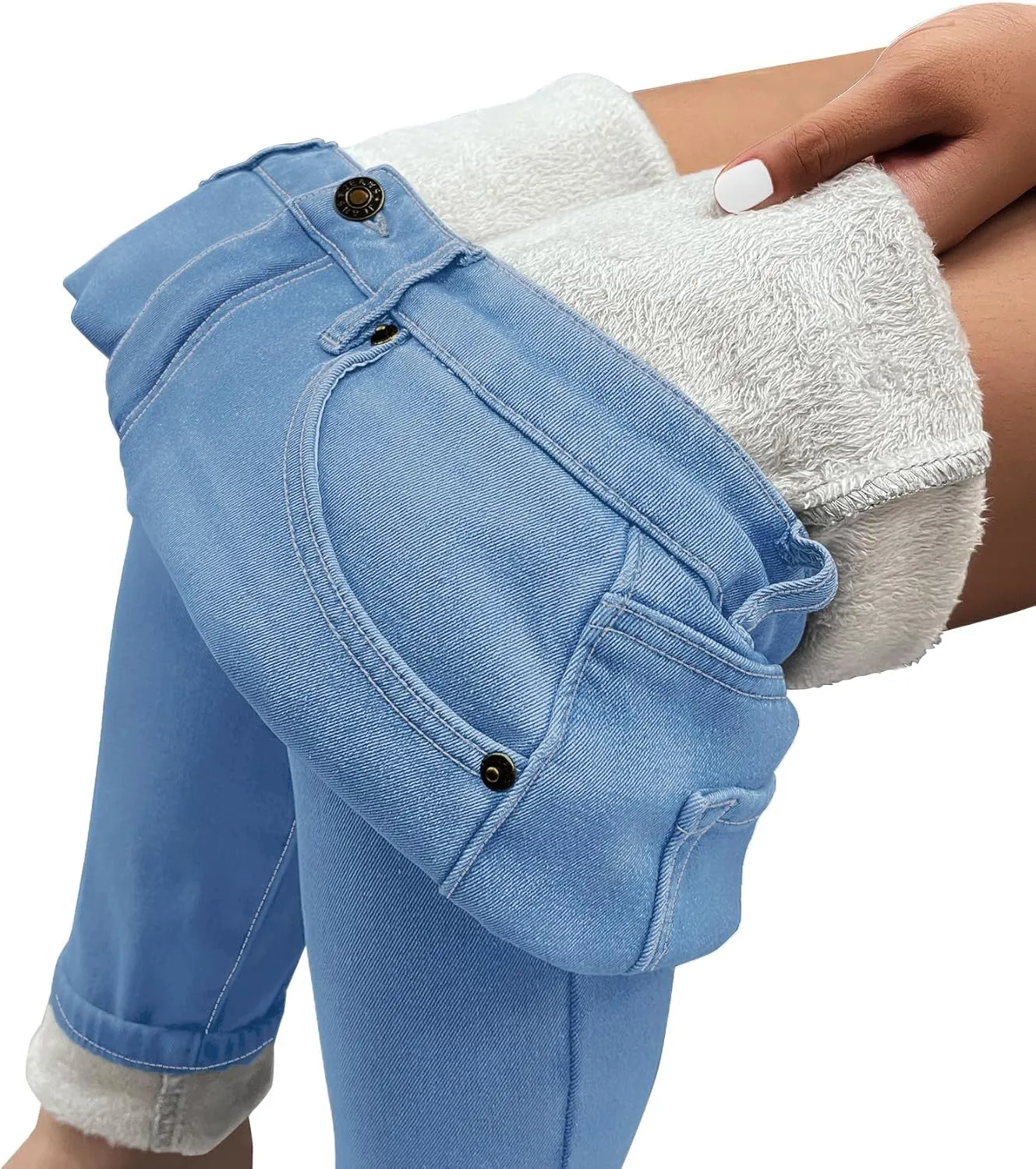 GRAPENT Fleece Lined Leggings Womens Skinny Jeans High Waisted Thermal Jeggings Winter Stretch Denim Pants Warm