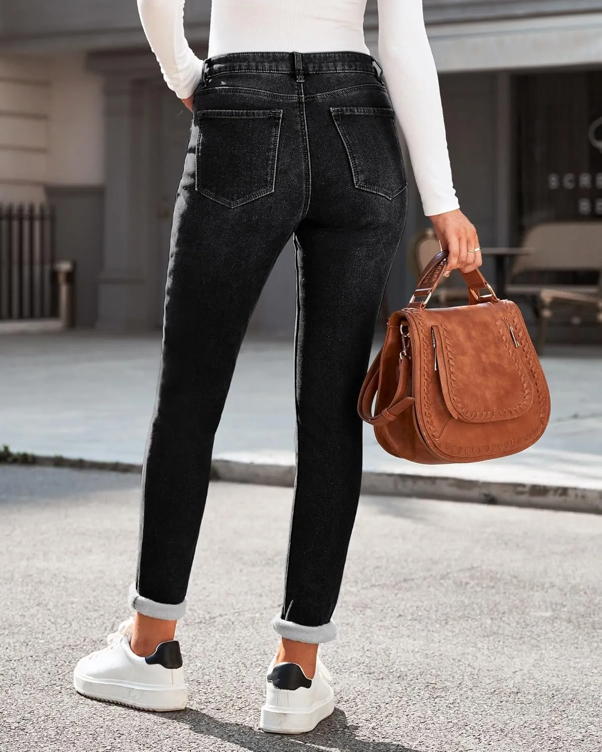 GRAPENT Fleece Lined Leggings Womens Skinny Jeans High Waisted Thermal Jeggings Winter Stretch Denim Pants Warm