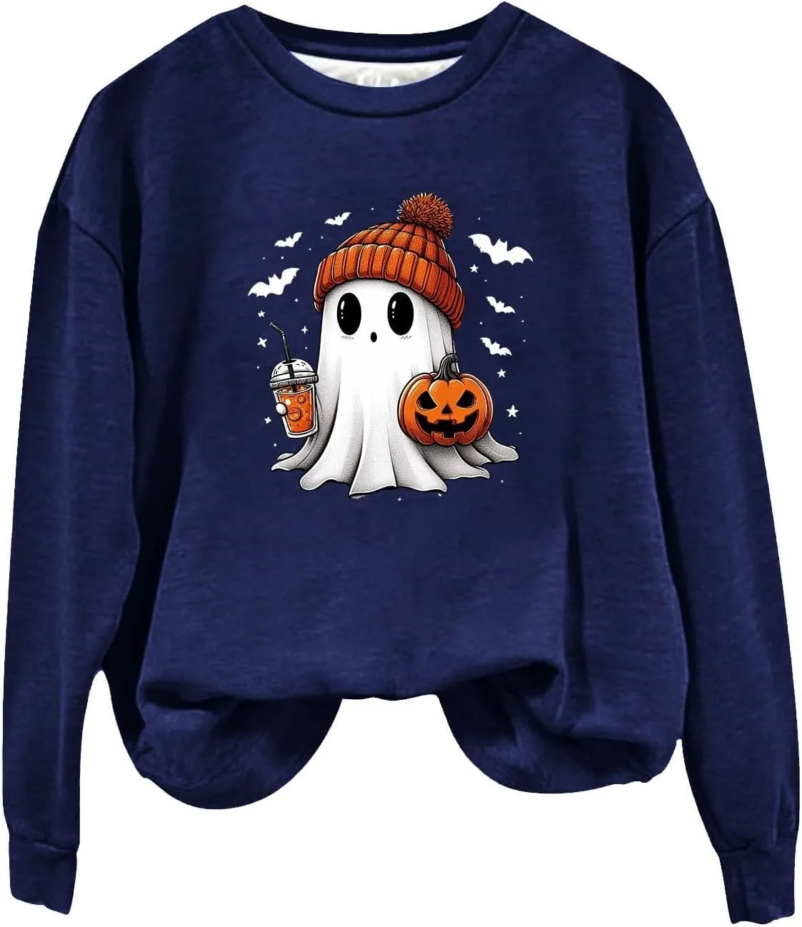 Halloween Sweatshirt for Women Cute Ghost Graphic Pullover Tops Funny Novelty Pumpkin Print Crewneck Sweatshirts