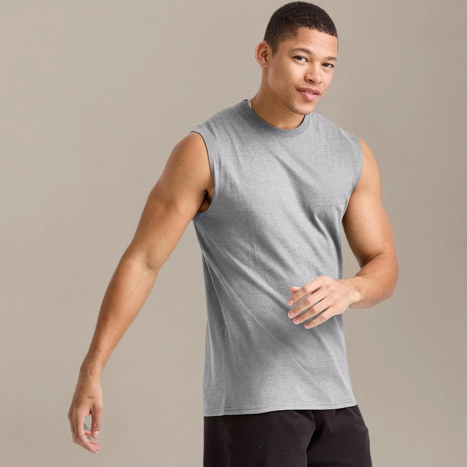 Hanes Men's Essentials Midweight T Pack, Cotton Muscle Tank Shirts, 3-Pack