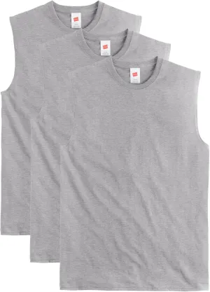 Hanes Men's Essentials Midweight T Pack, Cotton Muscle Tank Shirts, 3-Pack