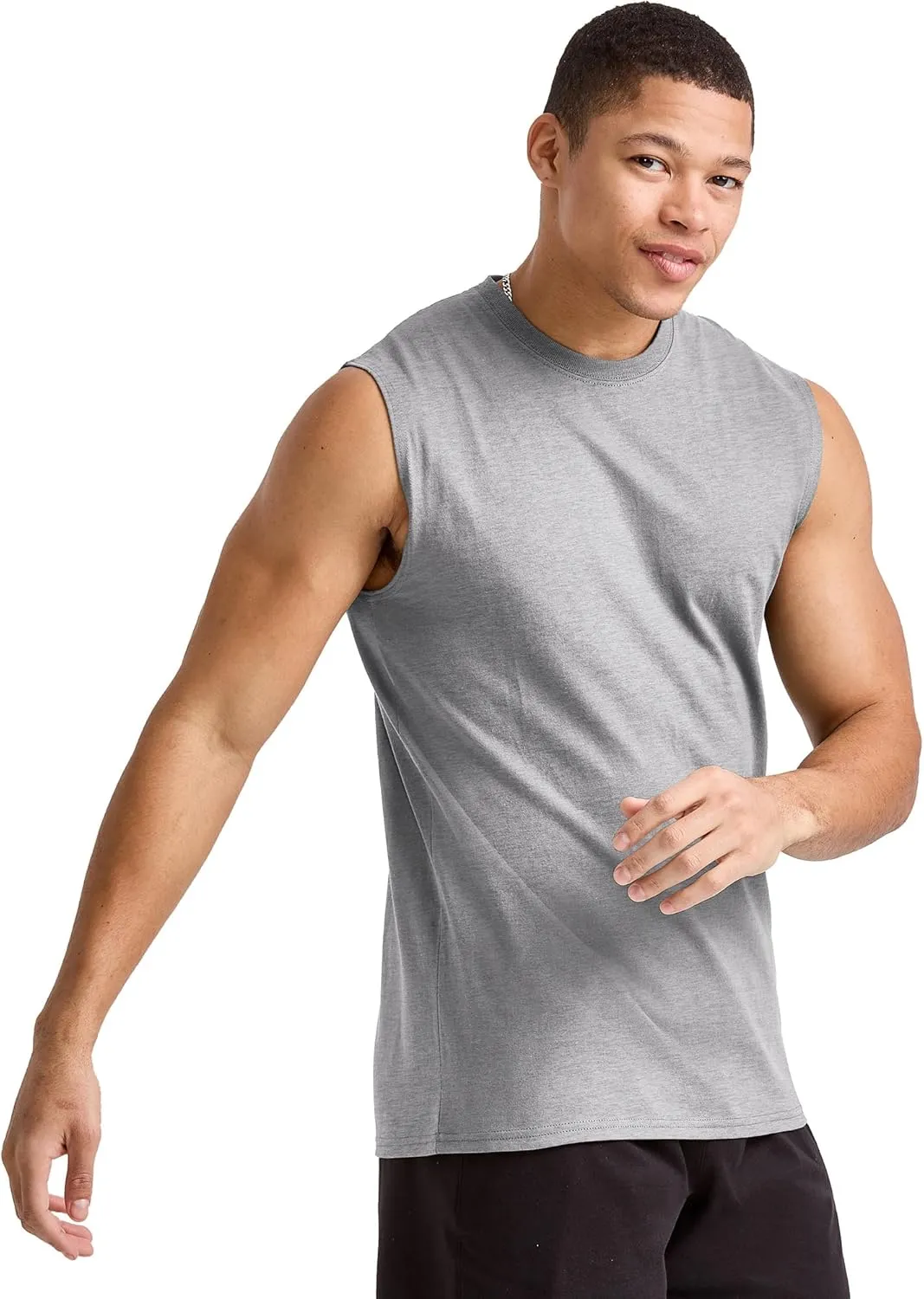 Hanes Men's Essentials Midweight T Pack, Cotton Muscle Tank Shirts, 3-Pack