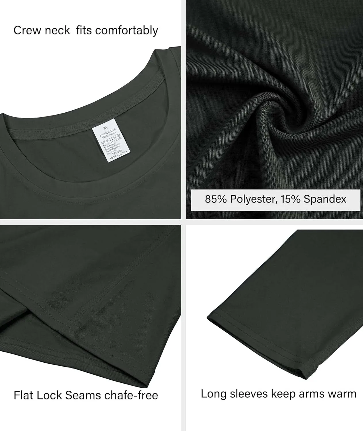 HIBETY 3 Pack Women's UPF 50  Sun Protection Shirts, Workout Gym Long Sleeve Shirts, Quick Dry Tops