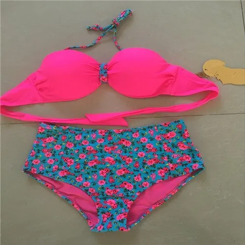 High Waist Bikinis Set Full Lined Push Up Bikni Holiday Swim Beach wear Swimsuit Lady Swimwear Bathing Suit Maillot De Bain E658