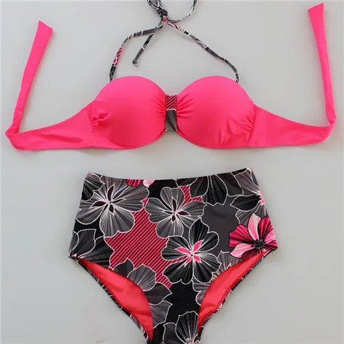 High Waist Bikinis Set Full Lined Push Up Bikni Holiday Swim Beach wear Swimsuit Lady Swimwear Bathing Suit Maillot De Bain E658