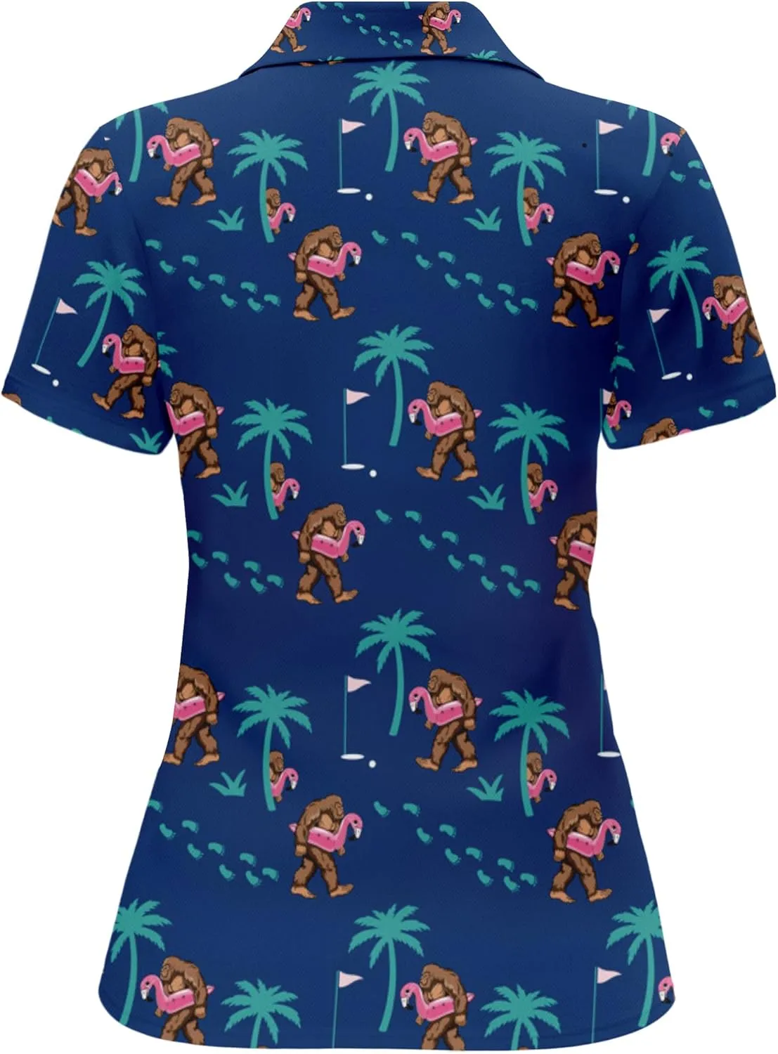 HIVICHI Funny Golf Shirts for Women Cute Crazy Print Moisture Wicking Short Sleeve Polo Shirts for Women