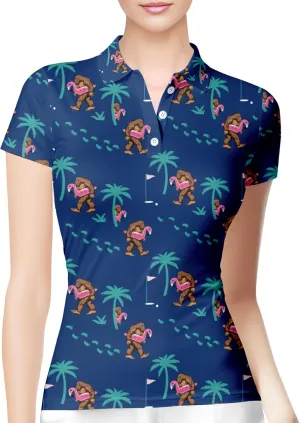 HIVICHI Funny Golf Shirts for Women Cute Crazy Print Moisture Wicking Short Sleeve Polo Shirts for Women