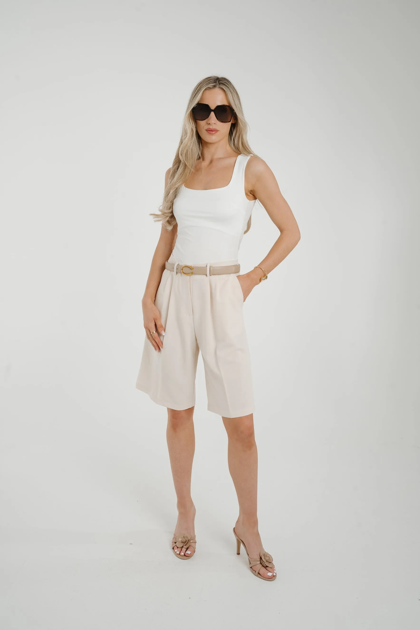 Holly Longline Shorts In Cream