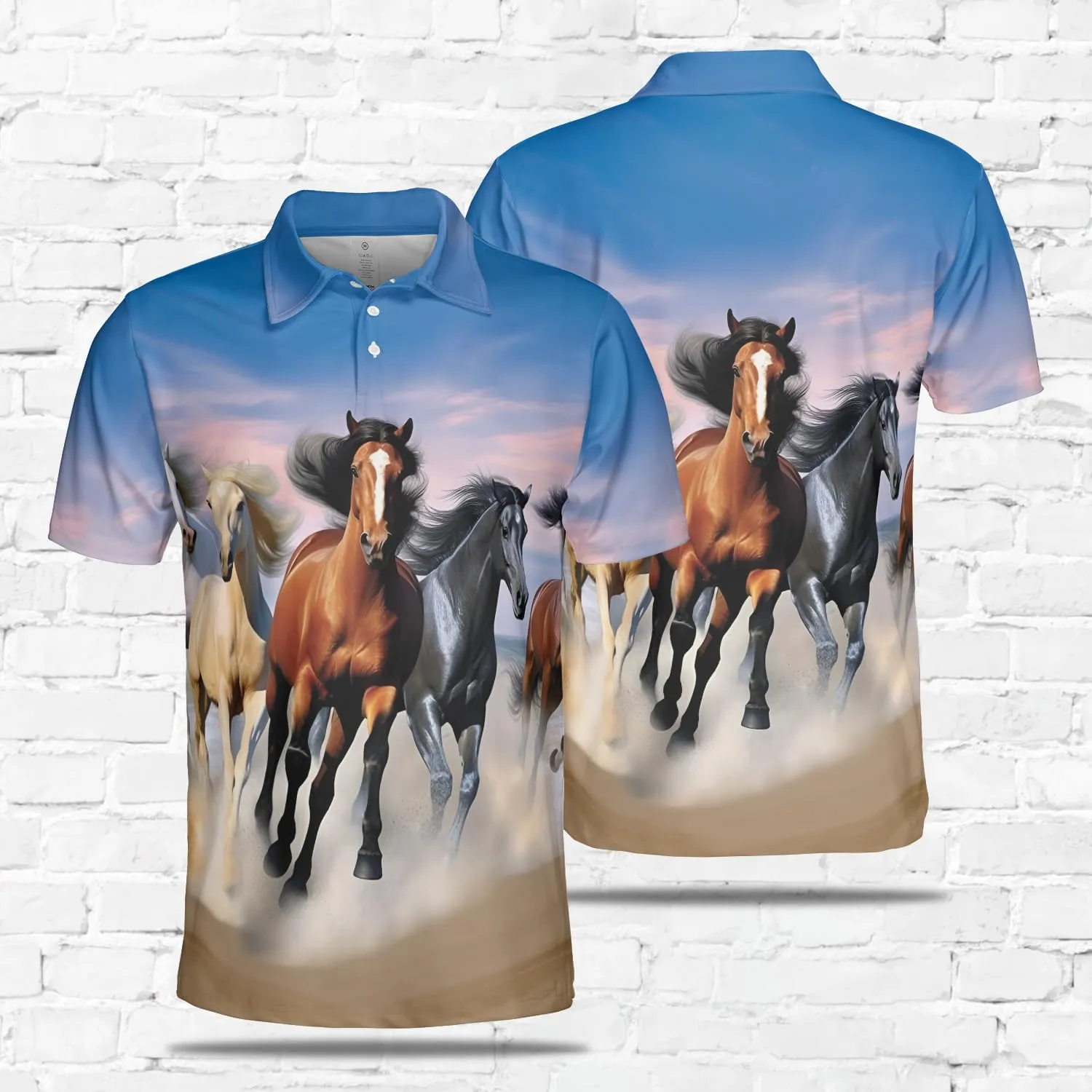 Horse Lovers Polo Shirts for Men - Love Horse Mens Quick Dry Short Sleeve Polo Shirts Series 23