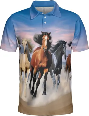 Horse Lovers Polo Shirts for Men - Love Horse Mens Quick Dry Short Sleeve Polo Shirts Series 23