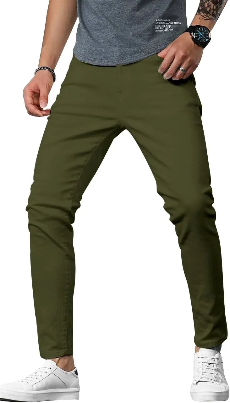 HUNGSON Mens Slim Fit Jeans Skinny Stretch Denim Pants for Men Straight Fit