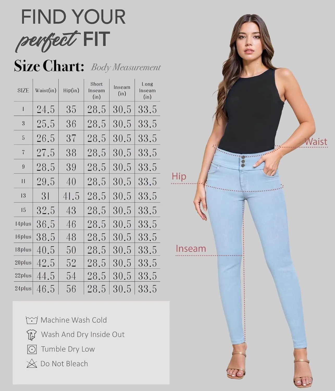 Hybrid & Company Women's Butt Lift Skinny High Waisted V3 Super Comfy Stretch Denim Pants