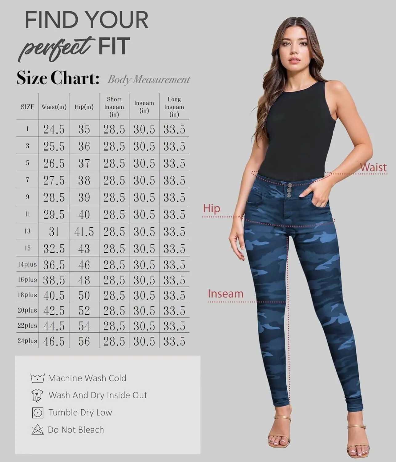 Hybrid & Company Women's Butt Lift Skinny High Waisted V3 Super Comfy Stretch Denim Pants