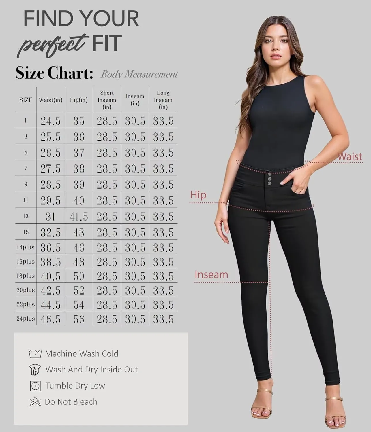 Hybrid & Company Women's Butt Lift Skinny High Waisted V3 Super Comfy Stretch Denim Pants