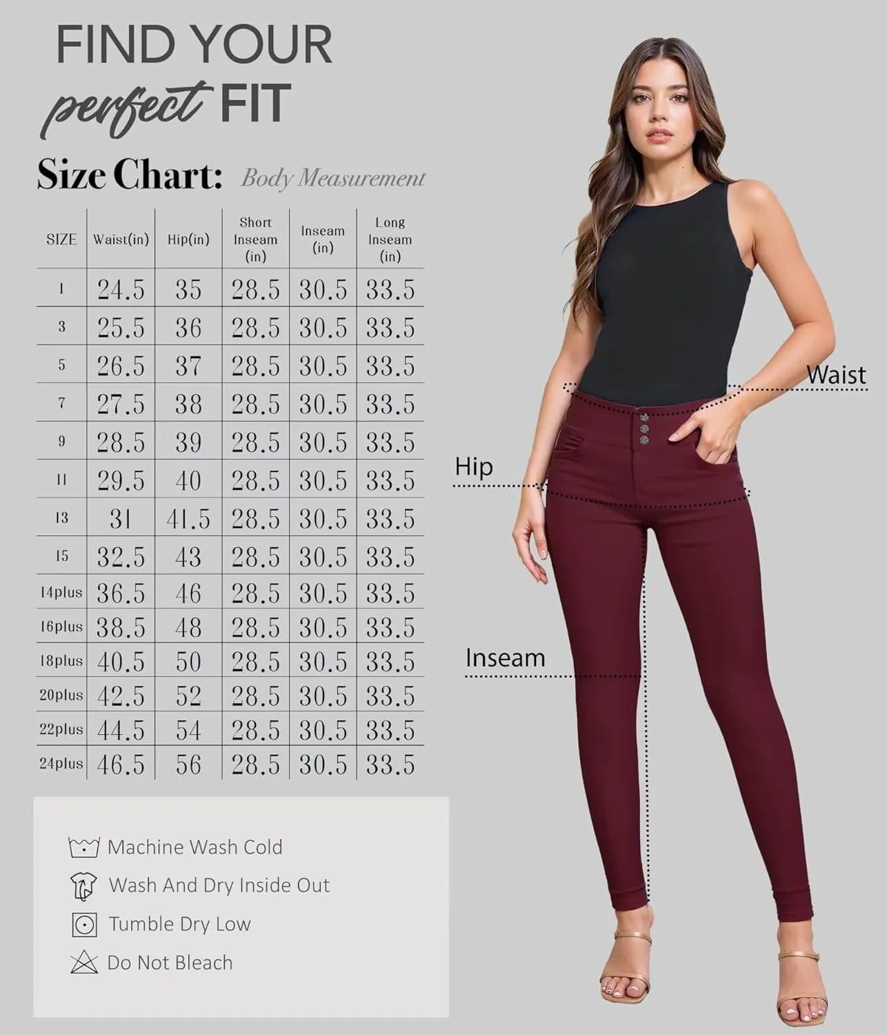 Hybrid & Company Women's Butt Lift Skinny High Waisted V3 Super Comfy Stretch Denim Pants