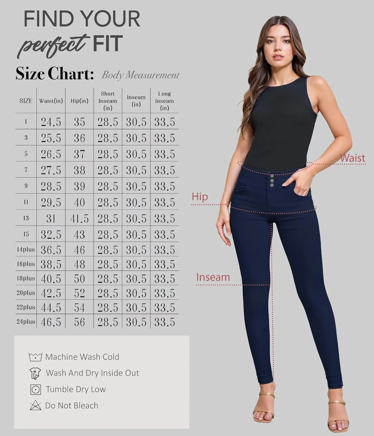 Hybrid & Company Women's Butt Lift Skinny High Waisted V3 Super Comfy Stretch Denim Pants