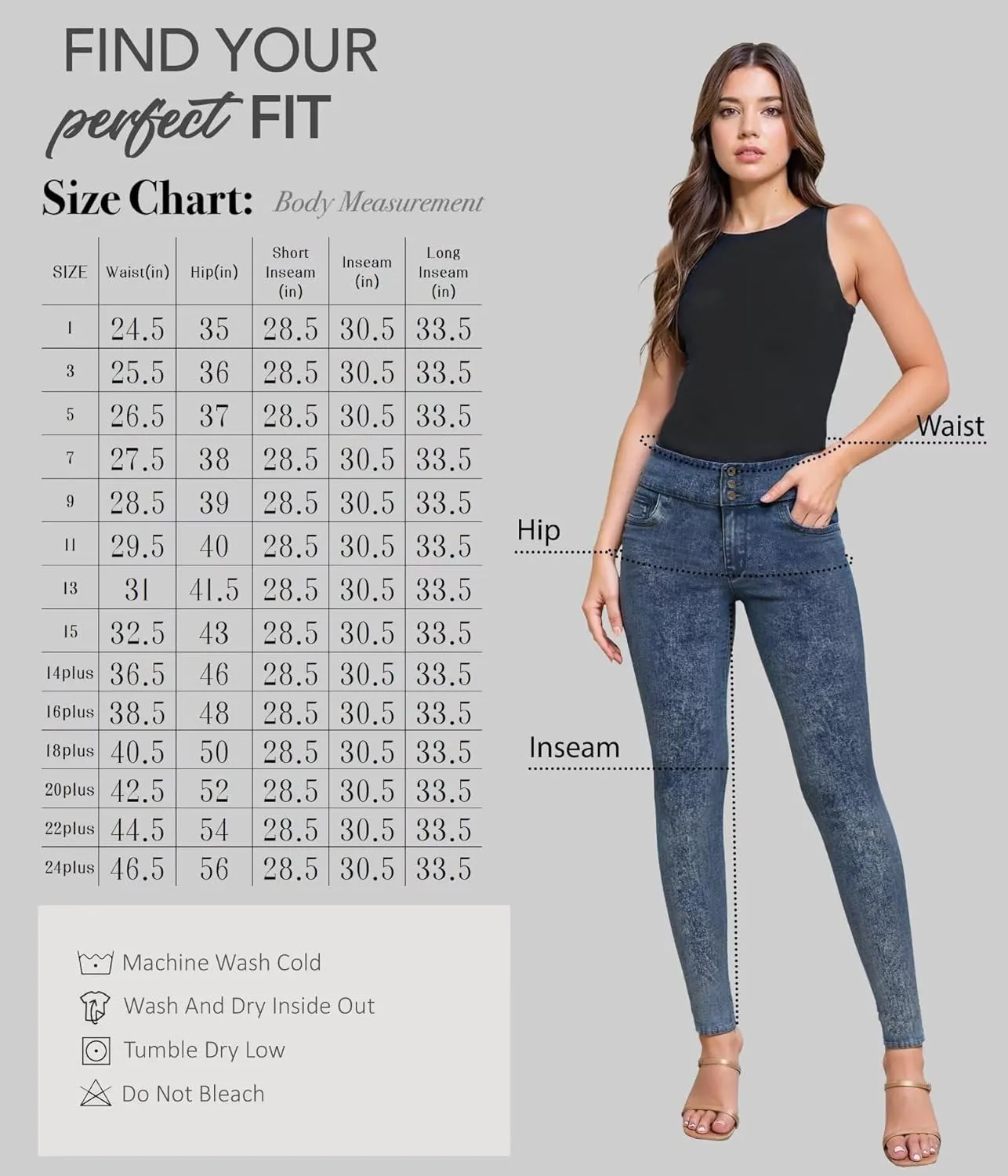 Hybrid & Company Women's Butt Lift Skinny High Waisted V3 Super Comfy Stretch Denim Pants