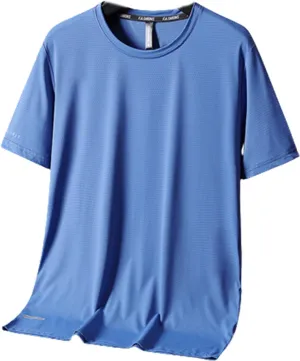 Ice Silk Round Neck T-Shirt- Silk Shirts for Men Gym Quick Dry Short Sleeve Cooling Shirts