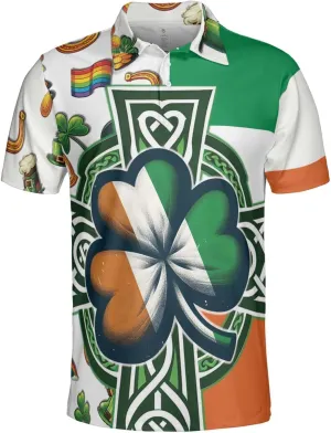 Irish Golf Polo Shirts for Men - St Patricks Day Mens Golf Shirts Short Sleeve Fit Tennis T-Shirt HN03