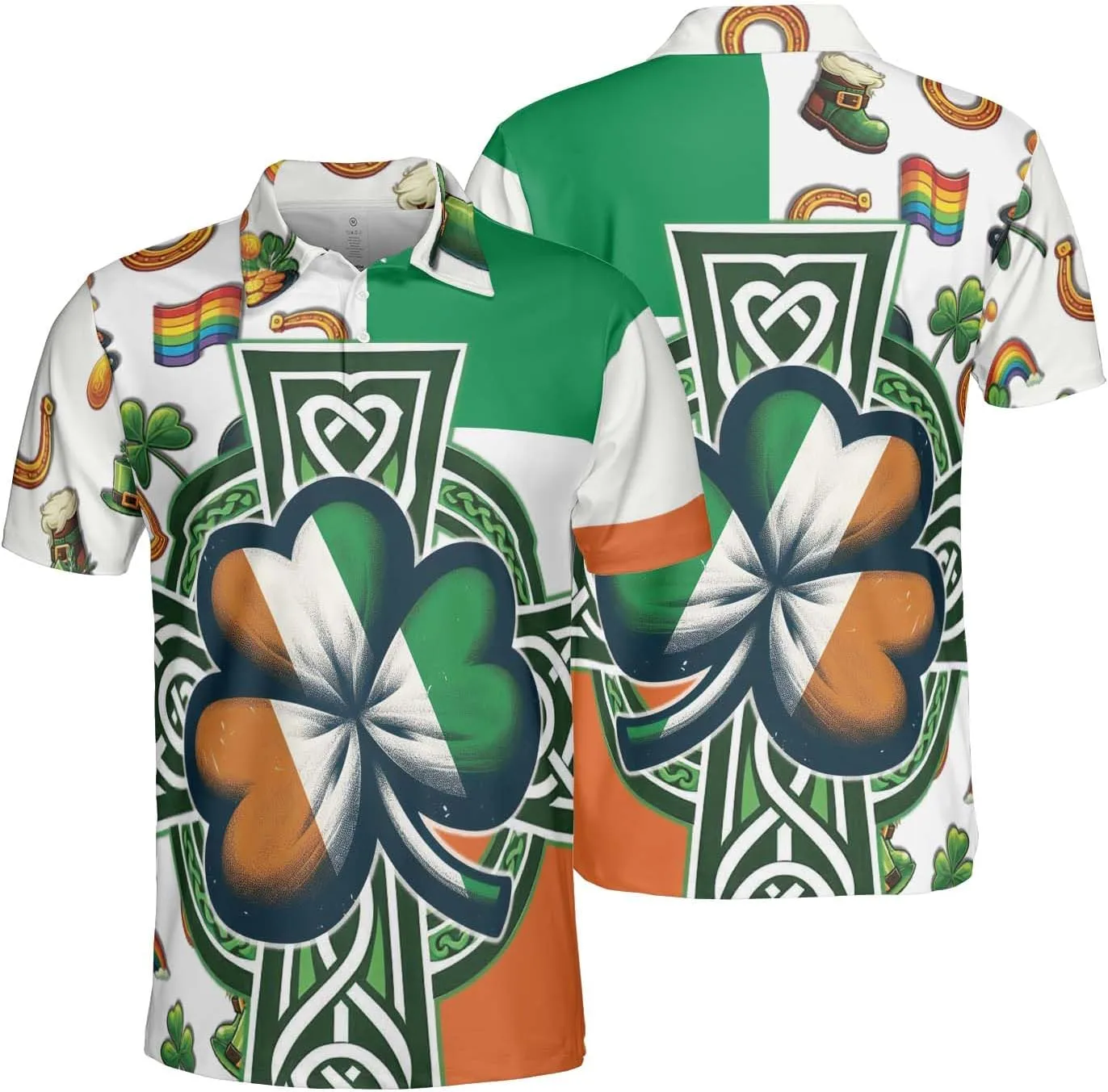 Irish Golf Polo Shirts for Men - St Patricks Day Mens Golf Shirts Short Sleeve Fit Tennis T-Shirt HN03