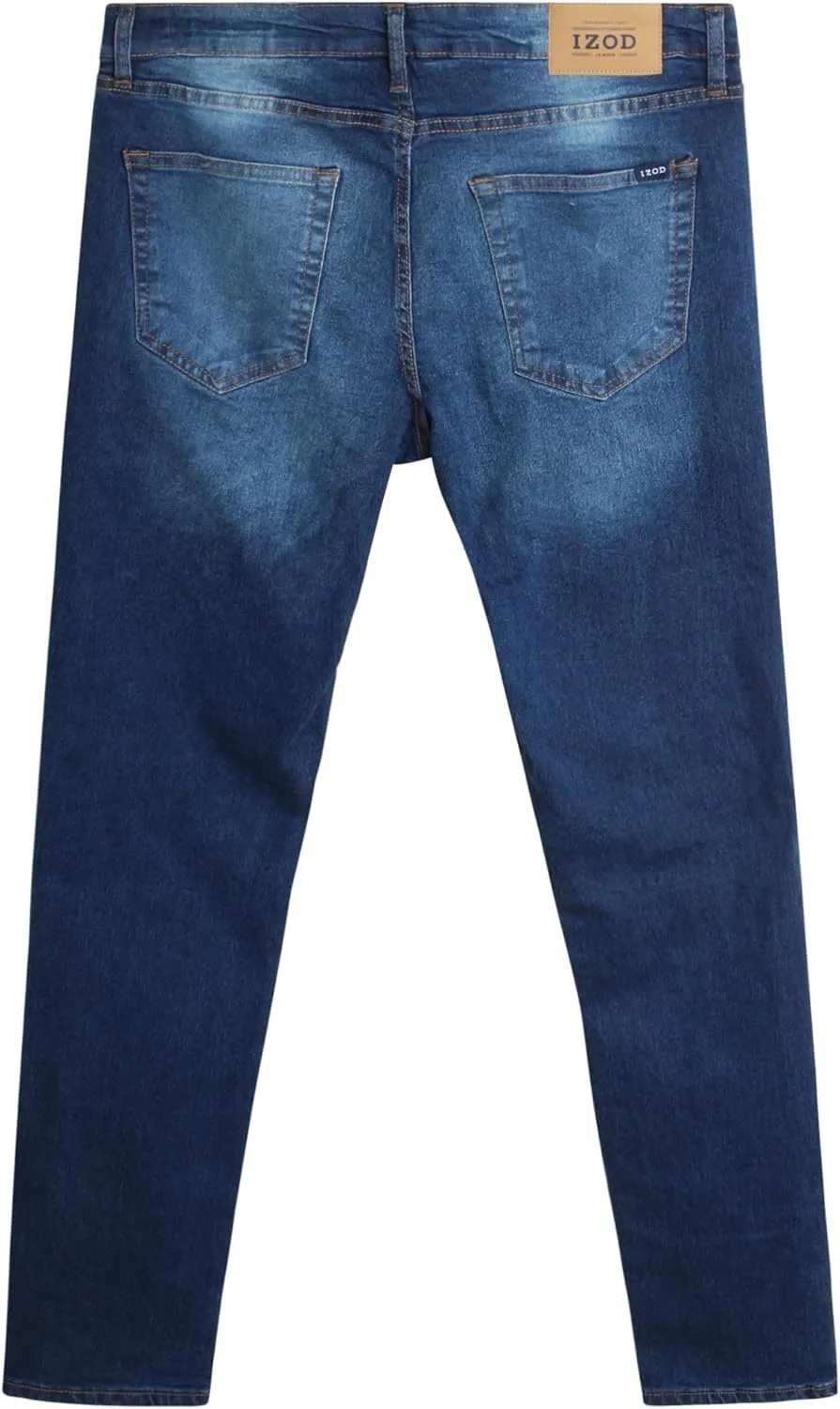 IZOD Men's Slim Fit Jeans - Classic Comfort Stretch Lightweight Denim Jeans - Casual Work Pants for Men