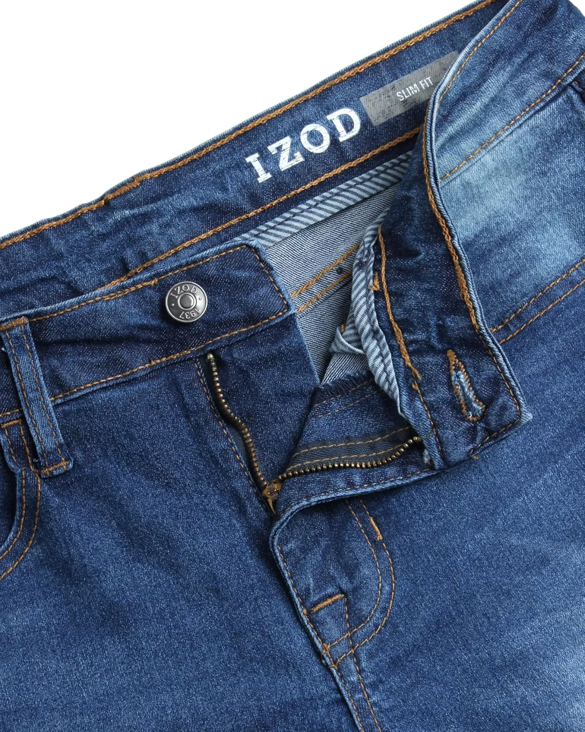 IZOD Men's Slim Fit Jeans - Classic Comfort Stretch Lightweight Denim Jeans - Casual Work Pants for Men