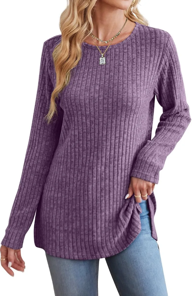 Jescakoo Womans Sweaters Long Sleeve Tunic Tops to Wear with Leggings Grey S